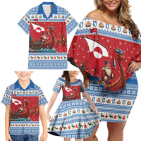 Greenland Viking Santa Christmas Family Matching Off Shoulder Short Dress and Hawaiian Shirt Funny Reindeer Norse Xmas - Wonder Print Shop