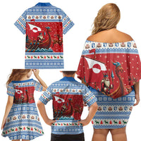 Greenland Viking Santa Christmas Family Matching Off Shoulder Short Dress and Hawaiian Shirt Funny Reindeer Norse Xmas - Wonder Print Shop
