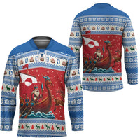 Greenland Viking Santa Christmas Hockey Jersey Funny Reindeer Norse Xmas - Wonder Print Shop