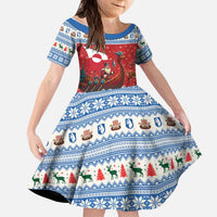 Greenland Viking Santa Christmas Kid Short Sleeve Dress Funny Reindeer Norse Xmas - Wonder Print Shop