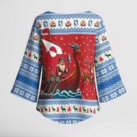 Greenland Viking Santa Christmas Kimono Sleeve Blouse Funny Reindeer Norse Xmas - Wonder Print Shop