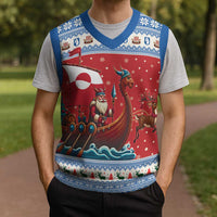Greenland Viking Santa Christmas Knitted V-Neck Vest Funny Reindeer Norse Xmas - Wonder Print Shop