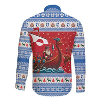 Greenland Viking Santa Christmas Long Sleeve Button Shirt Funny Reindeer Norse Xmas - Wonder Print Shop