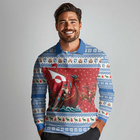 Greenland Viking Santa Christmas Long Sleeve Polo Shirt Funny Reindeer Norse Xmas - Wonder Print Shop