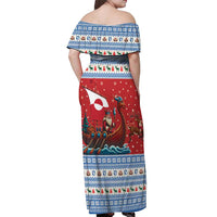 Greenland Viking Santa Christmas Off Shoulder Maxi Dress Funny Reindeer Norse Xmas - Wonder Print Shop