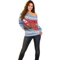 Greenland Viking Santa Christmas Off Shoulder Sweater Funny Reindeer Norse Xmas - Wonder Print Shop