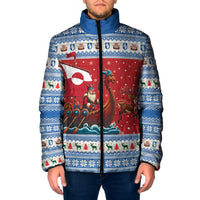 Greenland Viking Santa Christmas Padded Jacket Funny Reindeer Norse Xmas - Wonder Print Shop