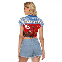 Greenland Viking Santa Christmas Raglan Cropped T Shirt Funny Reindeer Norse Xmas - Wonder Print Shop