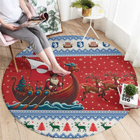 Greenland Viking Santa Christmas Round Carpet Funny Reindeer Norse Xmas - Wonder Print Shop