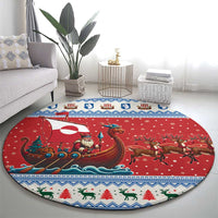Greenland Viking Santa Christmas Round Carpet Funny Reindeer Norse Xmas - Wonder Print Shop