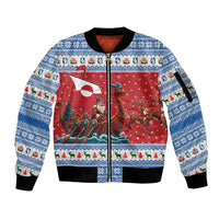 Greenland Viking Santa Christmas Sleeve Zip Bomber Jacket Funny Reindeer Norse Xmas - Wonder Print Shop