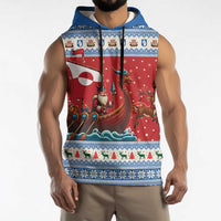 Greenland Viking Santa Christmas Sleeveless Hoodie Funny Reindeer Norse Xmas - Wonder Print Shop