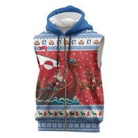 Greenland Viking Santa Christmas Sleeveless Zip Hoodie Funny Reindeer Norse Xmas - Wonder Print Shop