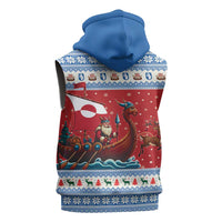 Greenland Viking Santa Christmas Sleeveless Zip Hoodie Funny Reindeer Norse Xmas - Wonder Print Shop
