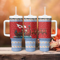 Greenland Viking Santa Christmas Tumbler With Handle Funny Reindeer Norse Xmas - Wonder Print Shop