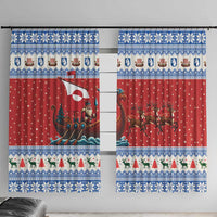 Greenland Viking Santa Christmas Window Curtain Funny Reindeer Norse Xmas - Wonder Print Shop