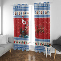 Greenland Viking Santa Christmas Window Curtain Funny Reindeer Norse Xmas - Wonder Print Shop