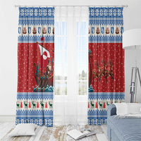 Greenland Viking Santa Christmas Window Curtain Funny Reindeer Norse Xmas - Wonder Print Shop