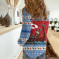 Greenland Viking Santa Christmas Women Casual Shirt Funny Reindeer Norse Xmas - Wonder Print Shop