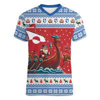 Greenland Viking Santa Christmas Women V-Neck T-Shirt Funny Reindeer Norse Xmas - Wonder Print Shop