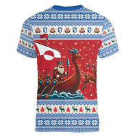 Greenland Viking Santa Christmas Women V-Neck T-Shirt Funny Reindeer Norse Xmas - Wonder Print Shop