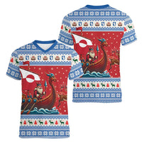 Greenland Viking Santa Christmas Women V-Neck T-Shirt Funny Reindeer Norse Xmas - Wonder Print Shop