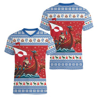 Greenland Viking Santa Christmas Women V-Neck T-Shirt Funny Reindeer Norse Xmas - Wonder Print Shop