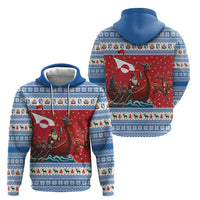 Greenland Viking Santa Christmas Zip Hoodie Funny Reindeer Norse Xmas - Wonder Print Shop