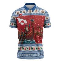 Greenland Viking Santa Christmas Zipper Polo Shirt Funny Reindeer Norse Xmas - Wonder Print Shop