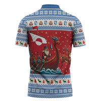 Greenland Viking Santa Christmas Zipper Polo Shirt Funny Reindeer Norse Xmas - Wonder Print Shop