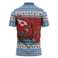Greenland Viking Santa Christmas Zipper Polo Shirt Funny Reindeer Norse Xmas - Wonder Print Shop