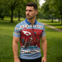 Greenland Viking Santa Christmas Zipper Polo Shirt Funny Reindeer Norse Xmas - Wonder Print Shop