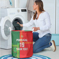 Custom Portugal Football Laundry Basket Coat of Arms Line Art Style - Wonder Print Shop