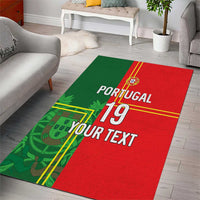 Custom Portugal Football Area Rug Coat of Arms Line Art Style - Wonder Print Shop