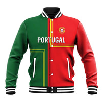 Custom Portugal Football Baseball Jacket Coat of Arms Line Art Style - Wonder Print Shop