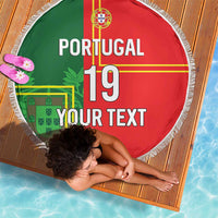 Custom Portugal Football Beach Blanket Coat of Arms Line Art Style - Wonder Print Shop