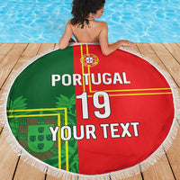 Custom Portugal Football Beach Blanket Coat of Arms Line Art Style - Wonder Print Shop
