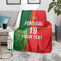 Custom Portugal Football Blanket Coat of Arms Line Art Style - Wonder Print Shop