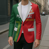 Custom Portugal Football Blazer Coat of Arms Line Art Style - Wonder Print Shop