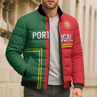 Custom Portugal Football Bomber Puffer Jacket Coat of Arms Line Art Style - Wonder Print Shop