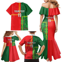 Custom Portugal Football Family Matching Mermaid Dress and Hawaiian Shirt Coat of Arms Line Art Style - Wonder Print Shop