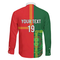 Custom Portugal Football Family Matching Puletasi and Hawaiian Shirt Coat of Arms Line Art Style - Wonder Print Shop