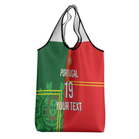 Custom Portugal Football Grocery Bag Coat of Arms Line Art Style - Wonder Print Shop