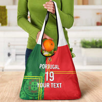 Custom Portugal Football Grocery Bag Coat of Arms Line Art Style - Wonder Print Shop
