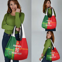 Custom Portugal Football Grocery Bag Coat of Arms Line Art Style - Wonder Print Shop