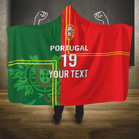 Custom Portugal Football Hooded Blanket Coat of Arms Line Art Style - Wonder Print Shop