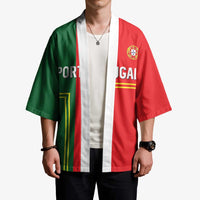 Custom Portugal Football Kimono Coat of Arms Line Art Style - Wonder Print Shop