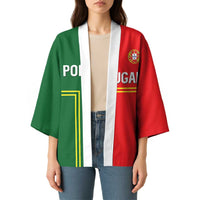 Custom Portugal Football Kimono Coat of Arms Line Art Style - Wonder Print Shop