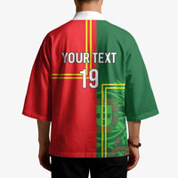 Custom Portugal Football Kimono Coat of Arms Line Art Style - Wonder Print Shop