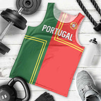Custom Portugal Football Men Tank Top Coat of Arms Line Art Style - Wonder Print Shop